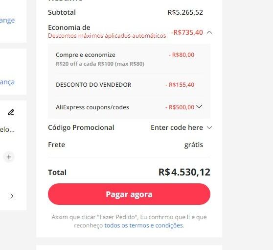 K1 MAX por 4530. 😮😮 Corre pq geralmente o preço vai aumentando conforme vão comprando mais.
Link https://s.click.aliexpress.com/e/_DkkuhkJ
Descontos Automáticos + Cupons
Cupom PROMO500…